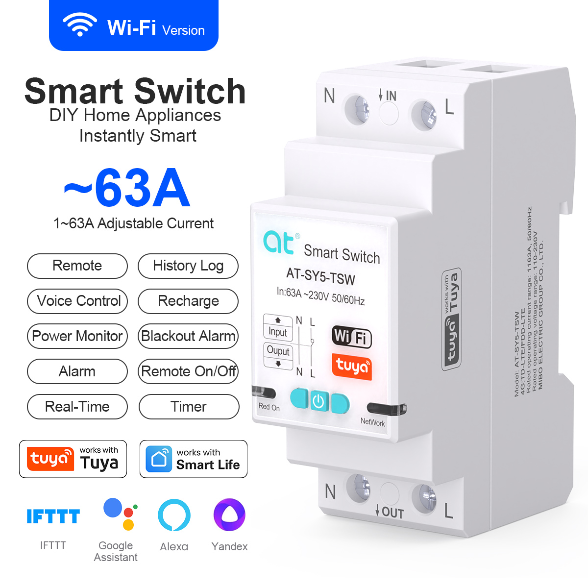 Home Automation Industry - Disjuntor Inteligente Tuya WiFi com Controle